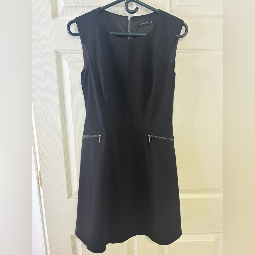 Portmans Black Sleeveless Dress with Zip Details AUS 8